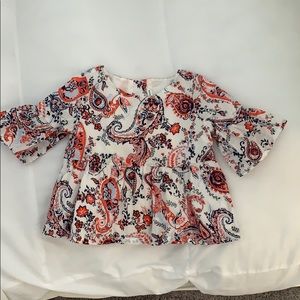 Janie & Jack White Paisley Peplum Top